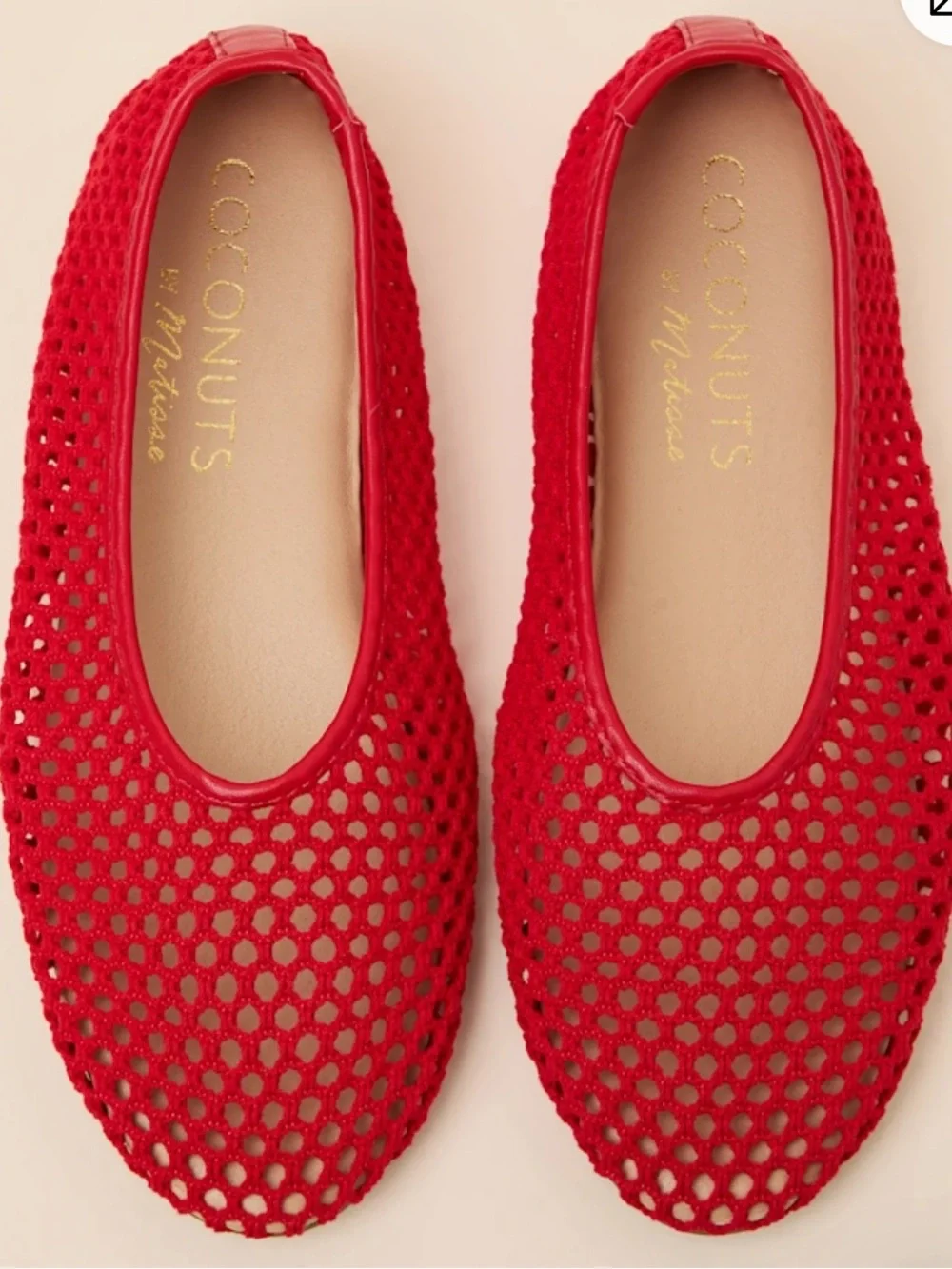 Coconuts by Matisse Marta Red Mesh Ballet Flats Shoes Size 9M New in Box $70